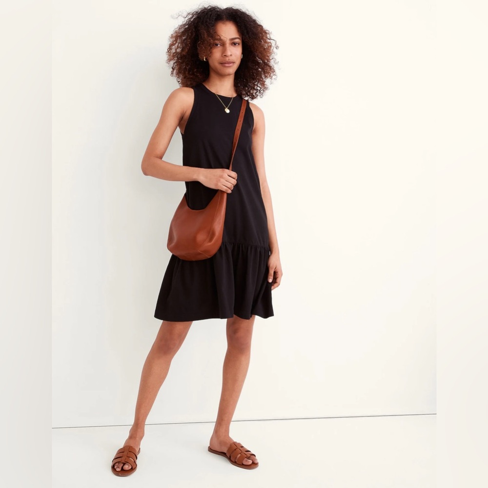 Madewell Brightside Ruffle Tank Mini Dress in True‎ Black Size Small